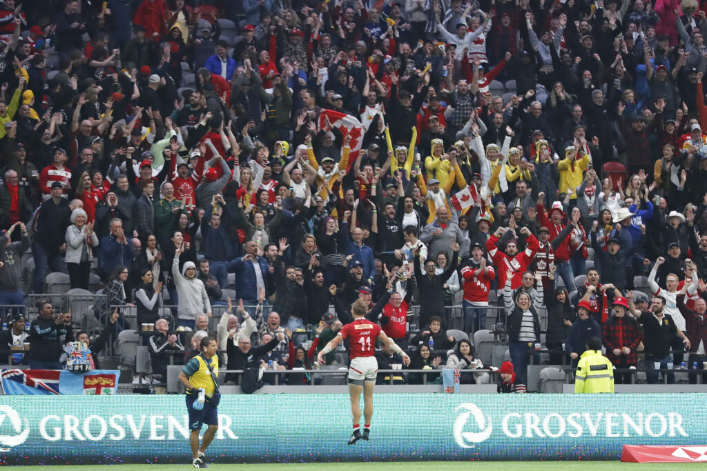 Harry Jones getting pumped before the Canada Rugby Sevens in 2020