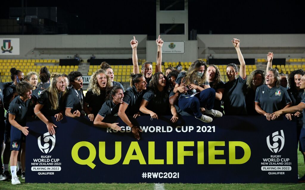 Italy celebrates their qualification for Rugby World Cup 2021